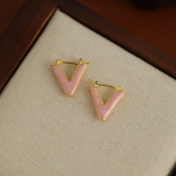 14K Gold-plated V-Shaped Texture Earrings