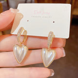 14K Gold-plated White Heart Earrings