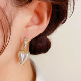 14K Gold-plated White Heart Earrings