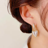 14K Gold-plated White Heart Earrings