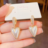 14K Gold-plated White Heart Earrings