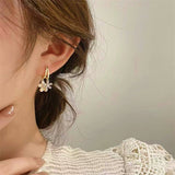 14K Gold-plated Zircon Cat Eye Double Flower Earrings