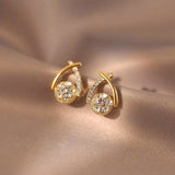 14K Gold-plated Zircon Cross Earrings