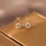 14K Gold-plated Zircon Cross Earrings