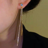 14K Gold-plated Zircon Drop Earrings