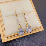 14K Gold-plated Zircon Drop Earrings