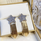 14K Gold-plated Zircon Five-Pointed Star Earrings