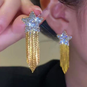 14K Gold-plated Zircon Five-Pointed Star Earrings