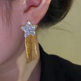 14K Gold-plated Zircon Five-Pointed Star Earrings