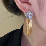 14K Gold-plated Zircon Five-Pointed Star Earrings