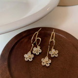 14K Gold-plated Zircon Flower Earrings