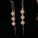 14K Gold-plated Zircon Flower Threader Earrings