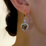 14K Gold-plated Zircon Heart-Design Earrings