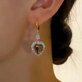 14K Gold-plated Zircon Heart-Design Earrings