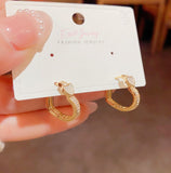 14K Gold-plated Zircon Heart Earrings