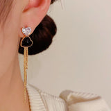 14K Gold-plated Zircon Heart Earrings