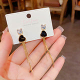 14K Gold-plated Zircon Heart Earrings