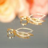 14K Gold-plated Zircon Leaf Earrings