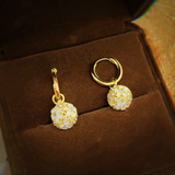 14K Gold-plated Zircon Opal Flower Earrings