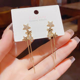 14K Gold-plated Zircon Pentagram Earrings