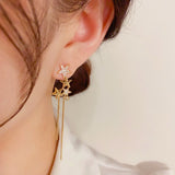 14K Gold-plated Zircon Pentagram Earrings