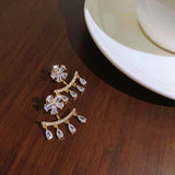 14K Gold-plated Zircon Petal Earrings