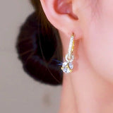 14K Gold-plated Zircon Rhinestone Ball Earrings