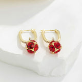 14K Gold-plated Zircon Rhinestone Ball Earrings