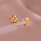 14K Gold-plated Zircon Small Love Heart Earrings