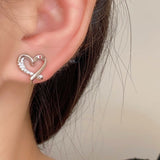 14K Gold-plated Zircon Small Love Heart Earrings