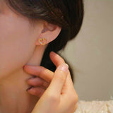 14K Gold-plated Zircon Small Love Heart Earrings