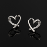 14K Gold-plated Zircon Small Love Heart Earrings