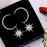 14K Gold-plated Zircon Star And Moon Earrings