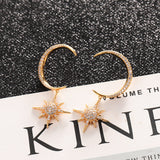 14K Gold-plated Zircon Star And Moon Earrings