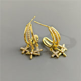 14K Gold-plated Zircon Star Earrings