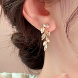 14K Gold-plated Zircon Wheat Earrings