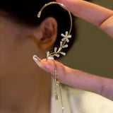 14K Gold-plated Zircon Wheat Flower Ear Cuffs