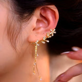 14K Gold-plated Zircon Wheat Flower Ear Cuffs