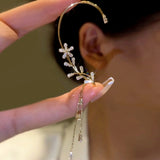 14K Gold-plated Zircon Wheat Flower Ear Cuffs