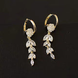 14K Gold-plated Zircon Wheat Rose Flower Earrings