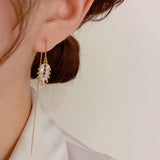 14K Gold-plated Zircon Wheat Threader Earrings