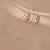 14K Gold-plated Zircon Wheat Threader Earrings