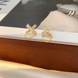 14K Gold-plated Zircon X Stud Earrings