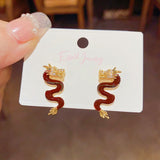 14K Gold-plated 2024 Red Dragon Earrings