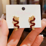 14K Gold-plated 2024 Red Dragon Earrings