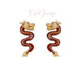 14K Gold-plated 2024 Red Dragon Earrings