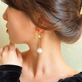 14K Gold-plated Artificial Pearl Earrings