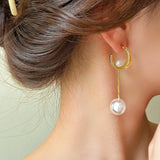 14K Gold-plated Artificial Pearl Earrings