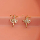 14K Gold-plated Artificial Pearl Stud Earrings