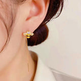 14K Gold Plated Bee Threader Earrings